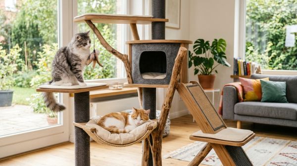 L'arbre à chat moderne : un espace de jeu et de repos optimal